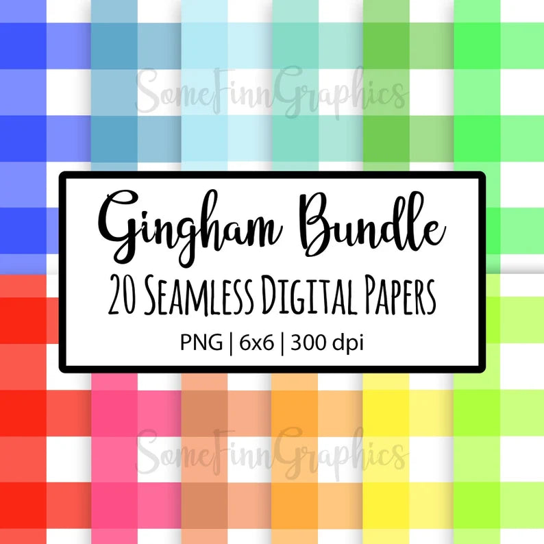 20 Gingham Seamless Digital Papers