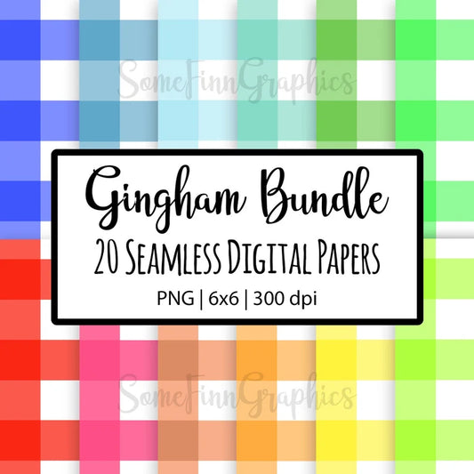 20 Gingham Seamless Digital Papers