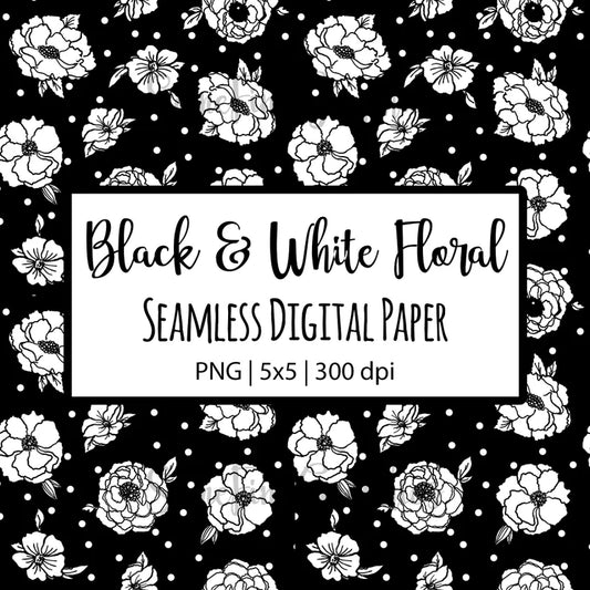 Black and White Floral Seamless