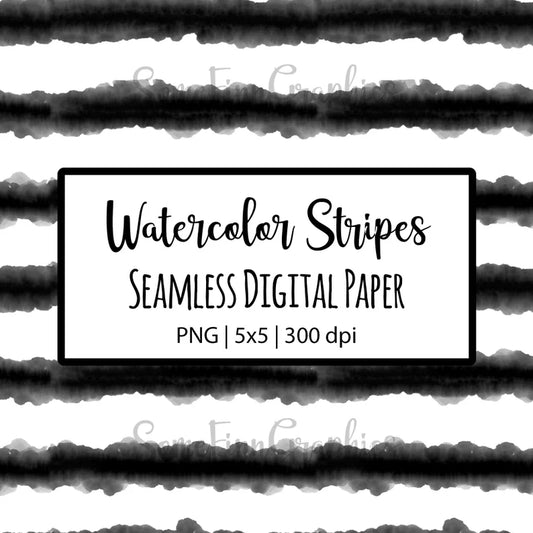 Black Watercolor Stripes Seamless