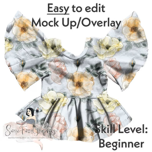 Flutter Sleeve Peplum Realistic Mock Up