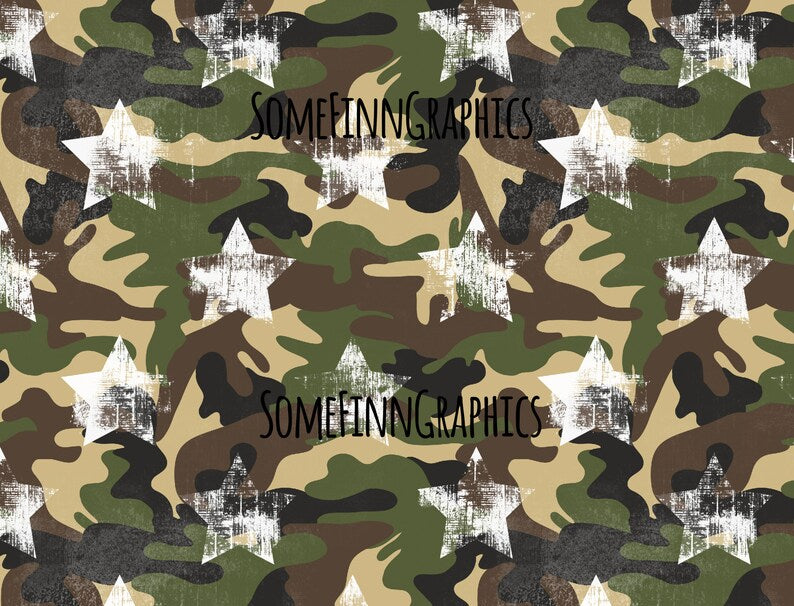 Camo Distressed Stars Digital Paper