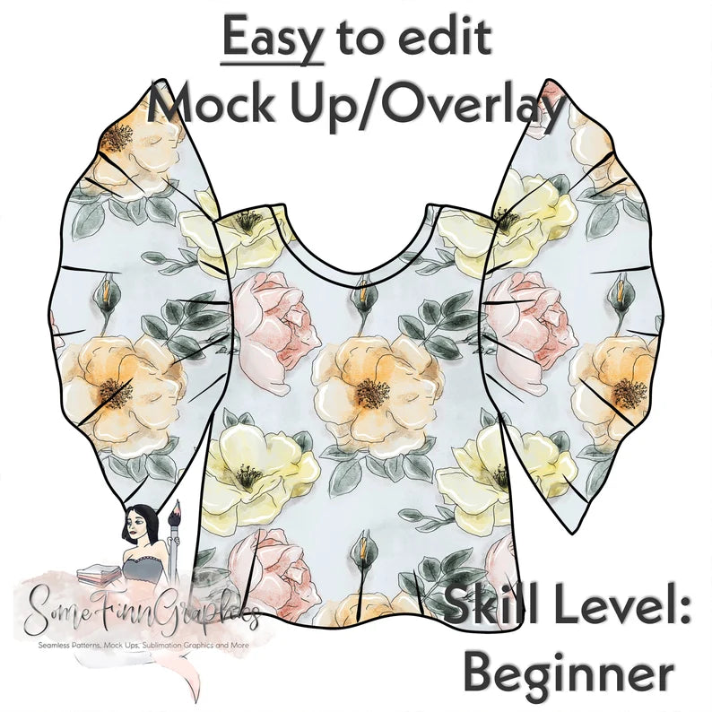 Flutter Sleeve Shirt Mock-Up