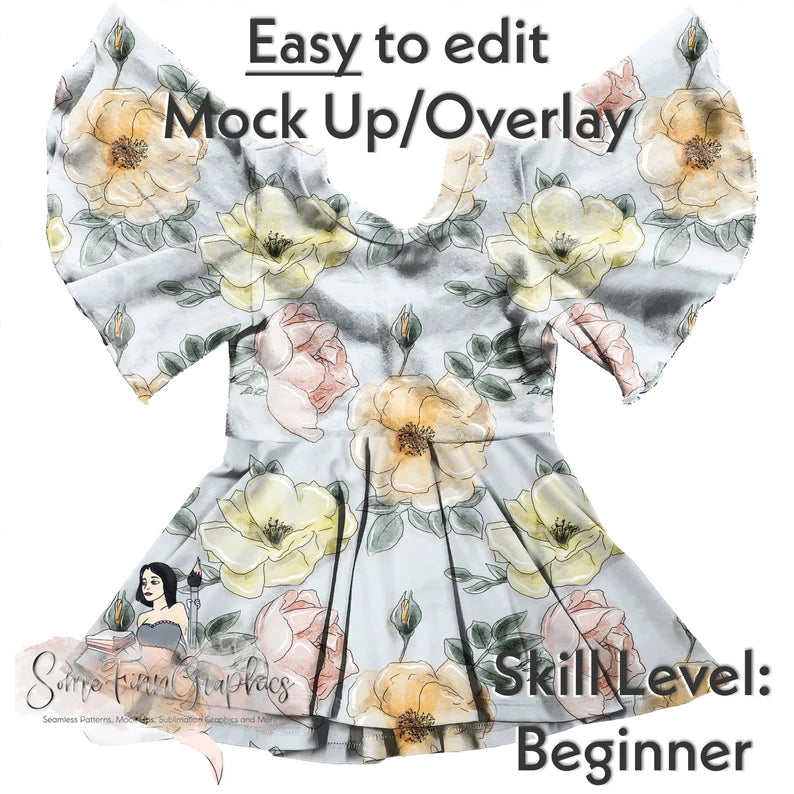 Flutter Sleeve Dress Realistic Mock Up