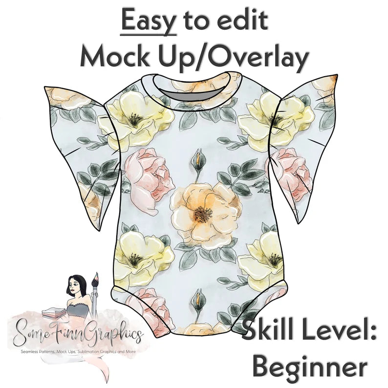 Flutter Sleeve Romper Mock-Up