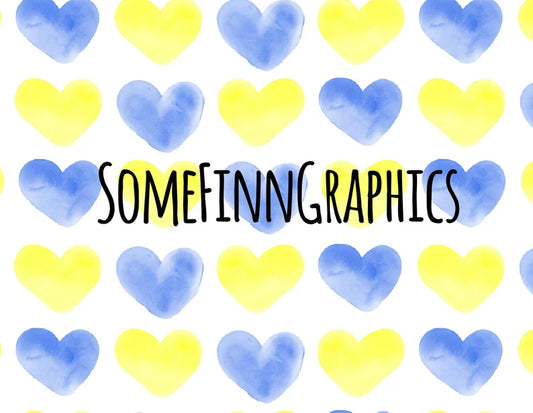 Blue and Yellow Watercolor Hearts Digital Paper
