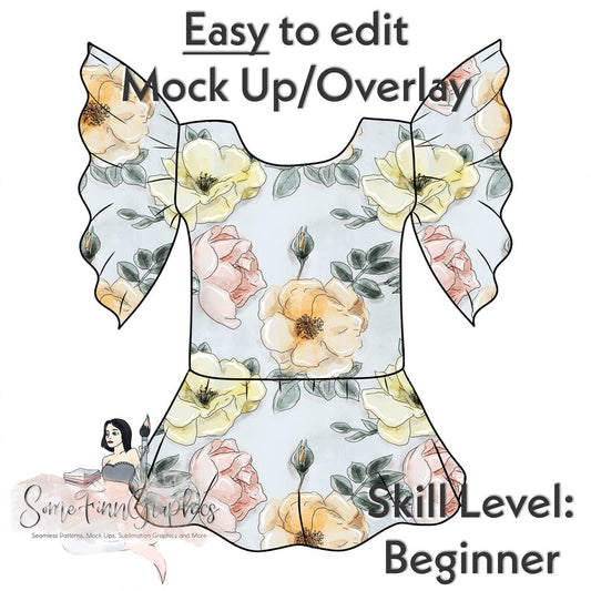 Flutter Sleeve Peplum Mock-Up
