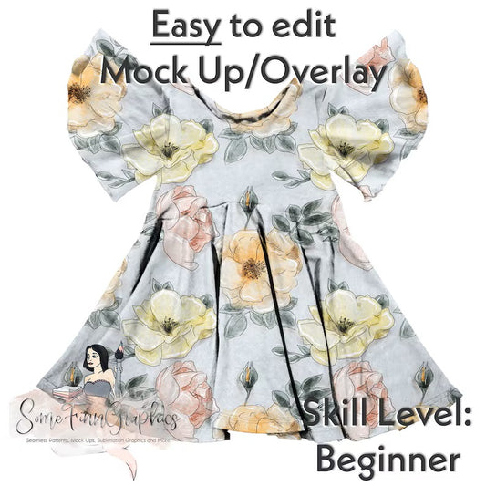Flutter Sleeve Dress Realistic Mock Up