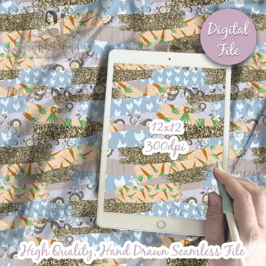 Brush Strokes Farm Life Seamless Design Pattern