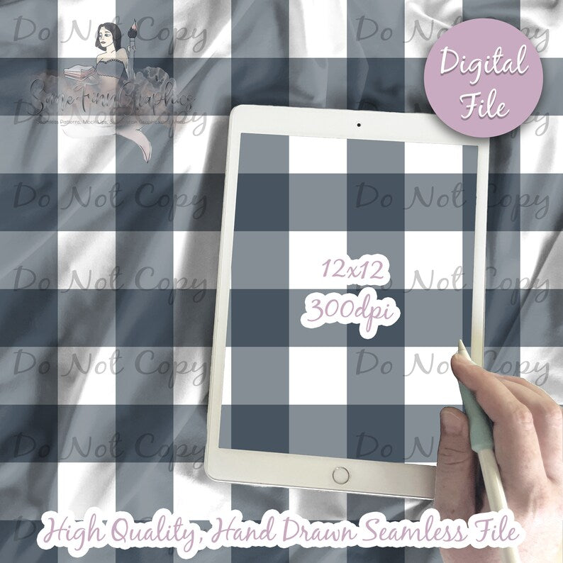 Buffalo Plaid Gray and White Digital Paper