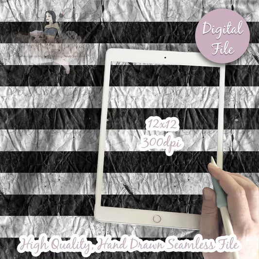 Aged Black and White Stripes Digital Paper