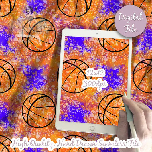 Basketball Neon Splatter Digital Paper