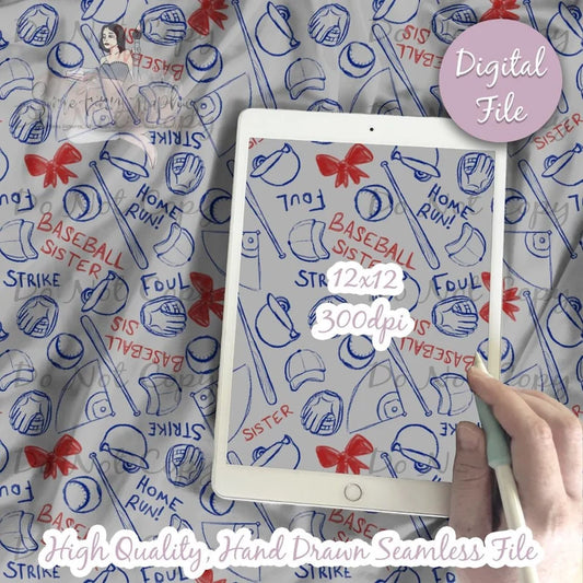 Baseball Sister Digital Paper