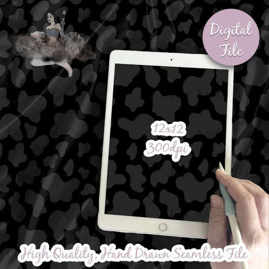 Black Cow Dalmatian Print Seamless