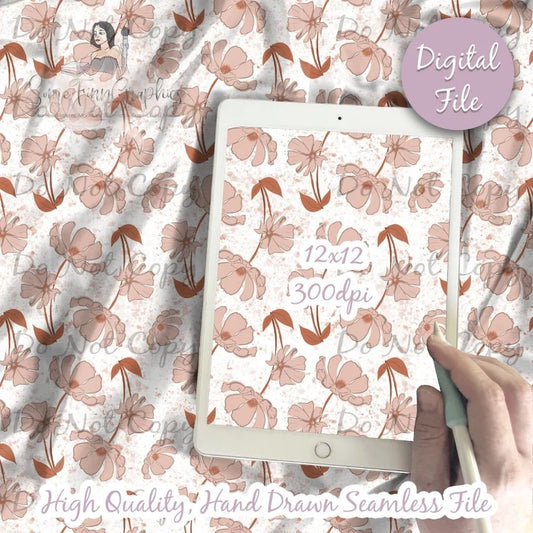 Boho Flowers Texture Seamless Design Pattern