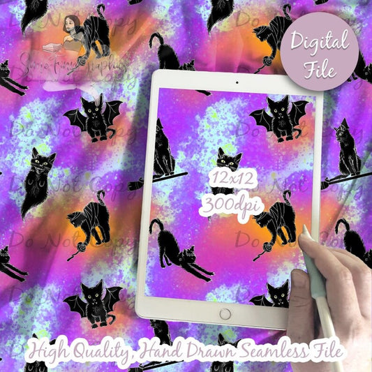 Black Cats Halloween Seamless