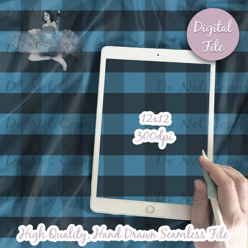 Buffalo Plaid Blue Flannel Digital Paper