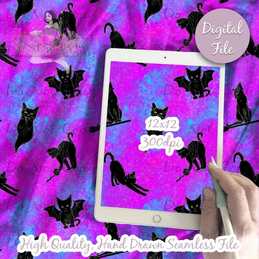 Black Cats Halloween Seamless