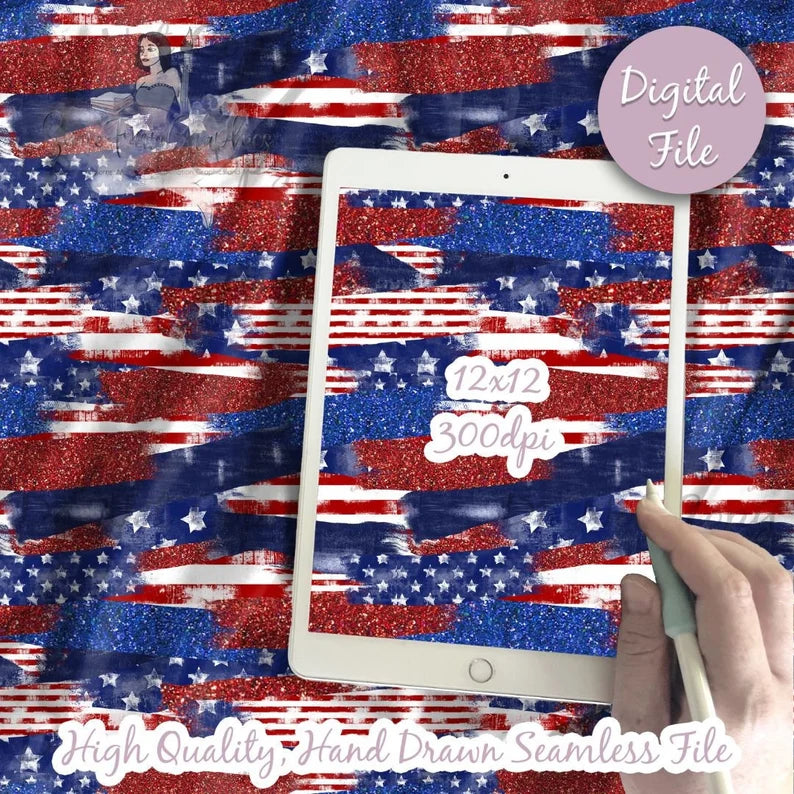 Brush Strokes Military USA Seamless Design Pattern