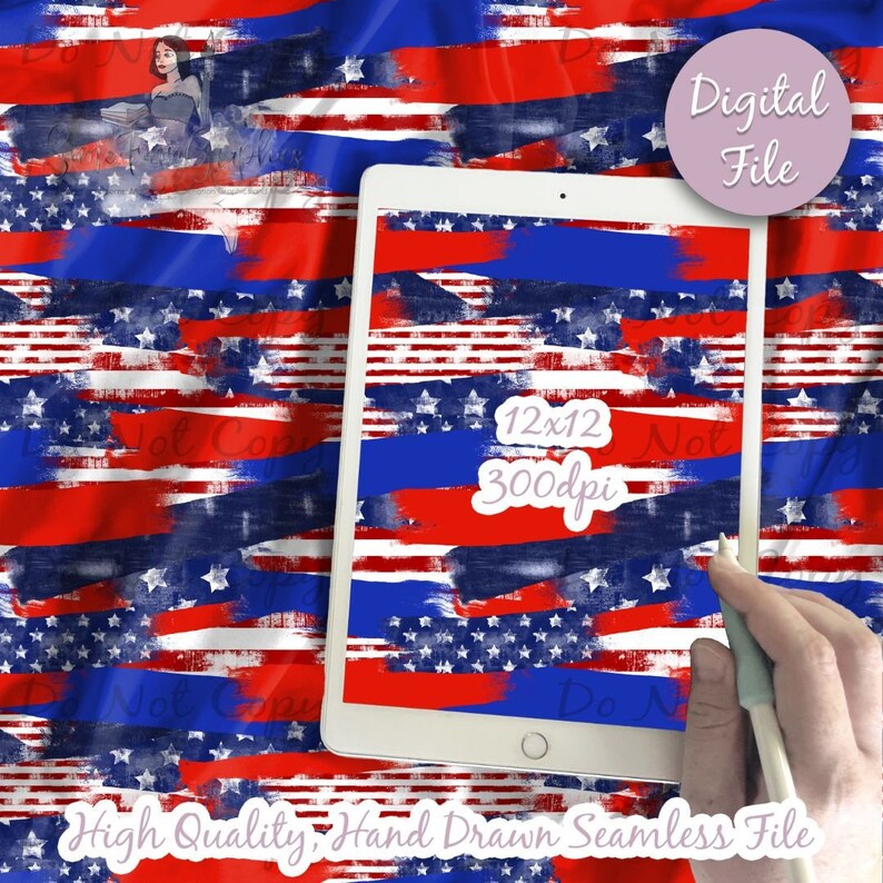 Brush Strokes Military USA Seamless Design Pattern