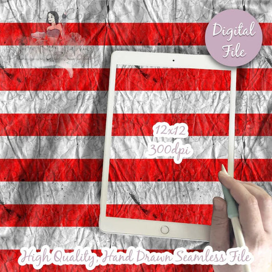 Aged Red and White Stripes Seamless Digital Paper
