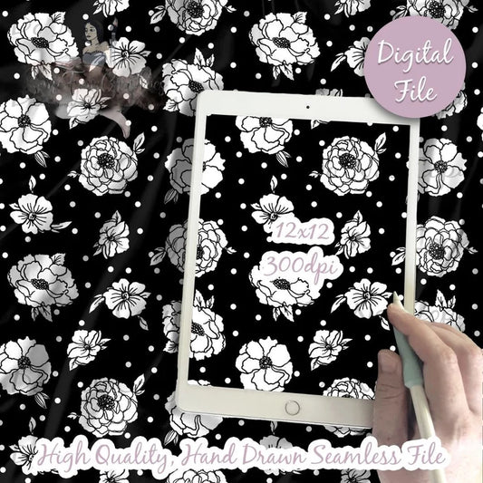 Black and White Floral Seamless