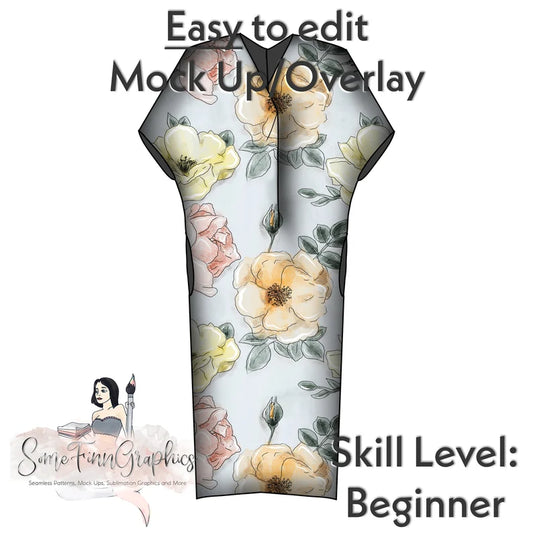 Kaftan Short Sleeve Dress Lined Mock-Up