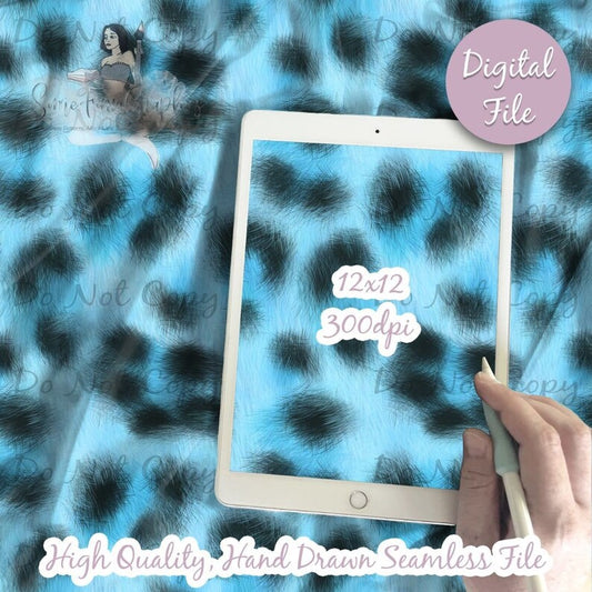 Blue Leopard Fur Print Seamless