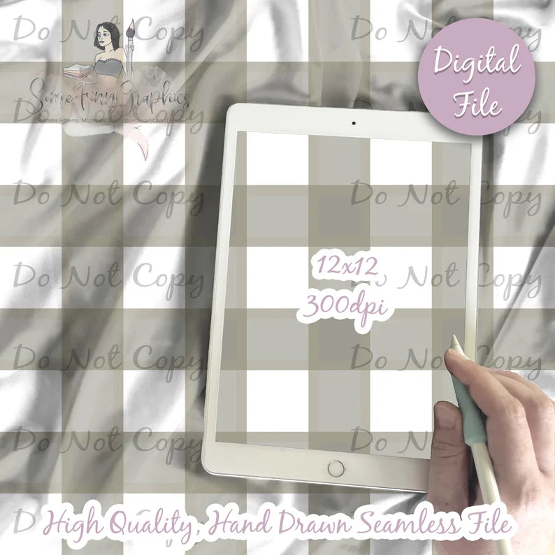 Buffalo Plaid Taupe and White Digital Paper