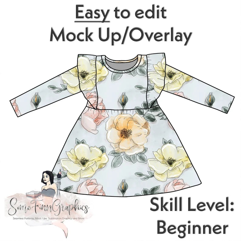 Flutter Sleeve Dress Mock-Up