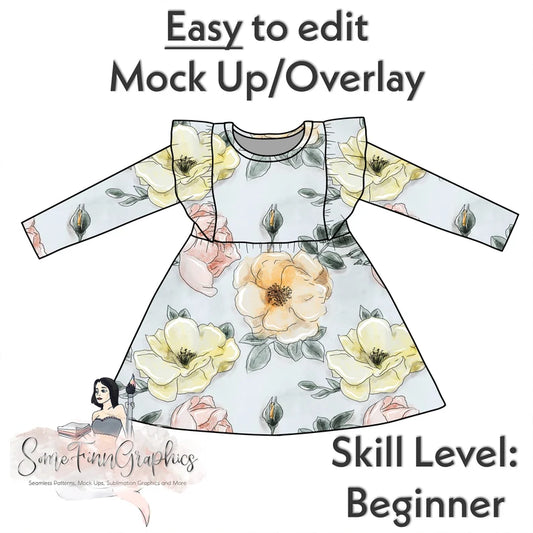 Flutter Sleeve Dress Mock-Up