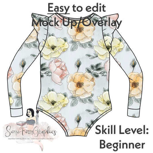 Editable Long Sleeve Flutter Leo Mock-Up