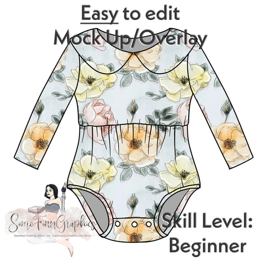 Collared Long Sleeve Romper Mock-Up