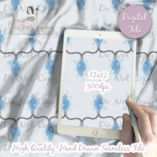 Blue String Lights Digital Paper
