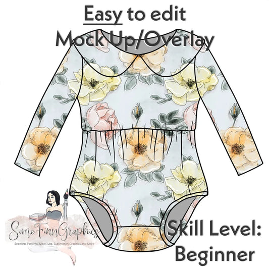 Collared Long Sleeve Romper Mock-Up