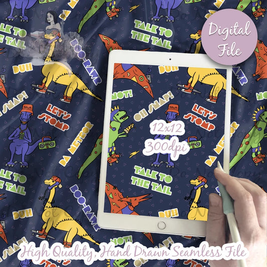 90s Dinosaurs Digital Paper - Seamless Millenial Pattern