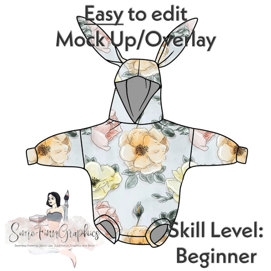 Bunny Hooded Romper Romper Mock-Up