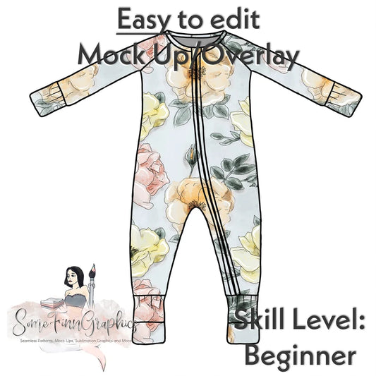 Fold Over Foot Pajamas Mock-Up