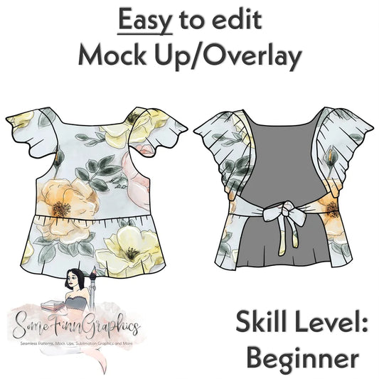 Crop Top Flutter Sleeve Mock-Up