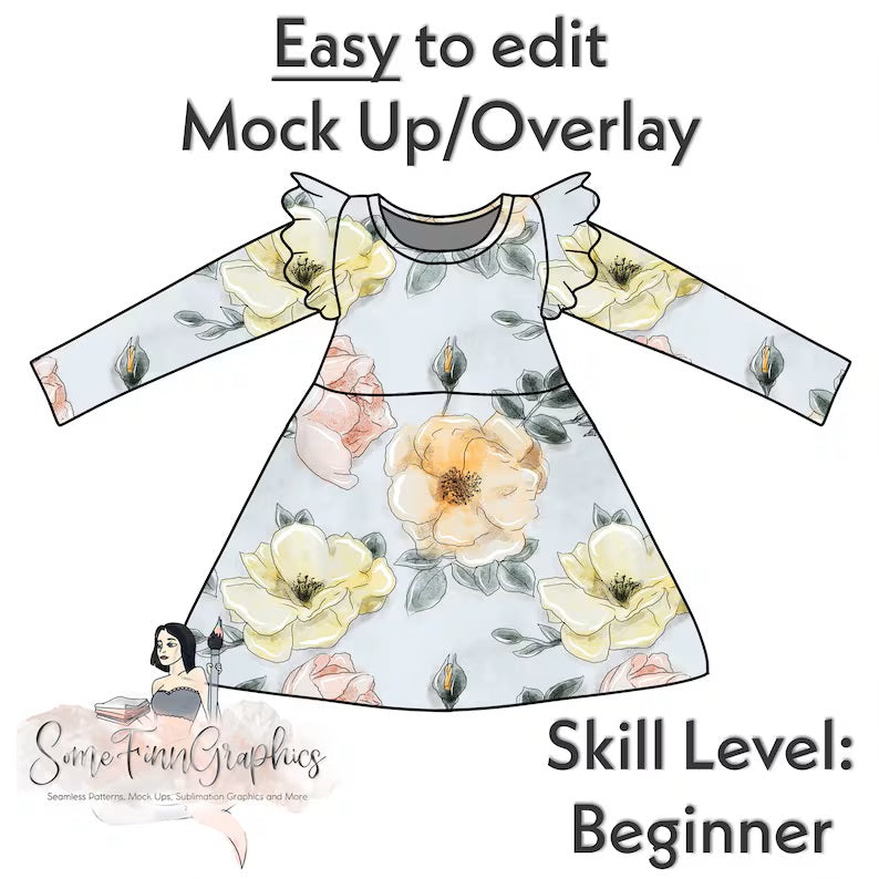 Flutter Sleeve Dress Mock-Up