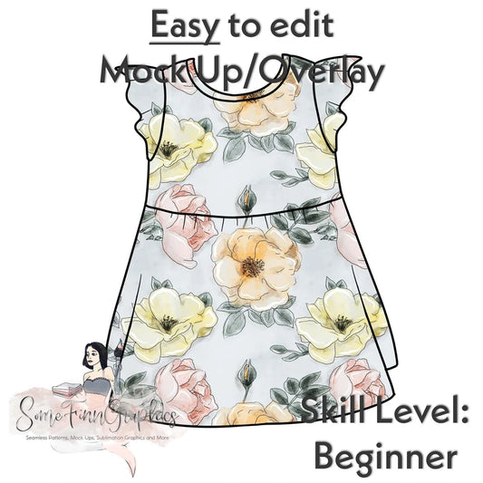 Flutter Sleeve Peplum Mock-Up