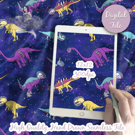 Astronaut Dinosaurs Digital Paper