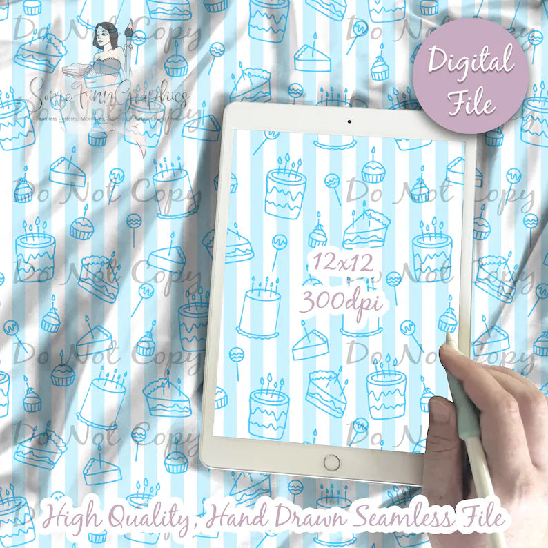 Blue Birthday Digital Paper
