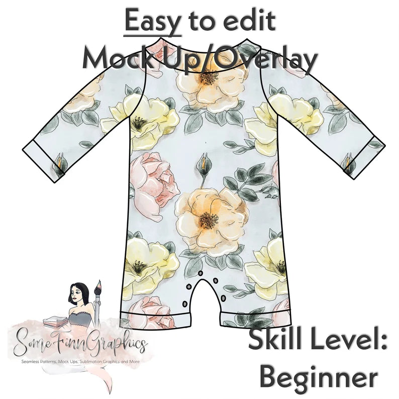 Collared Long Sleeve Romper Mock-Up