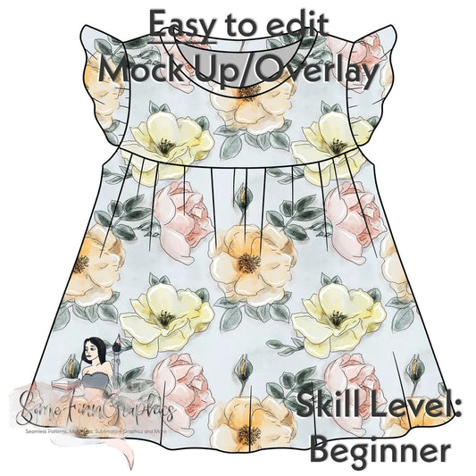 Flutter Sleeve Twirl Dress Mock-Up