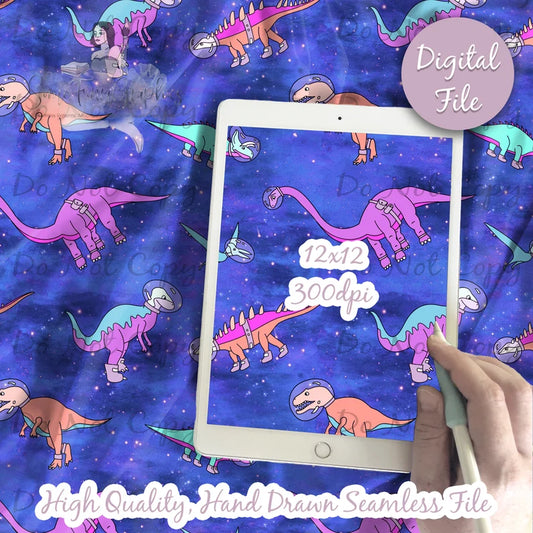 Astronaut Dinosaurs Digital Paper Seamless