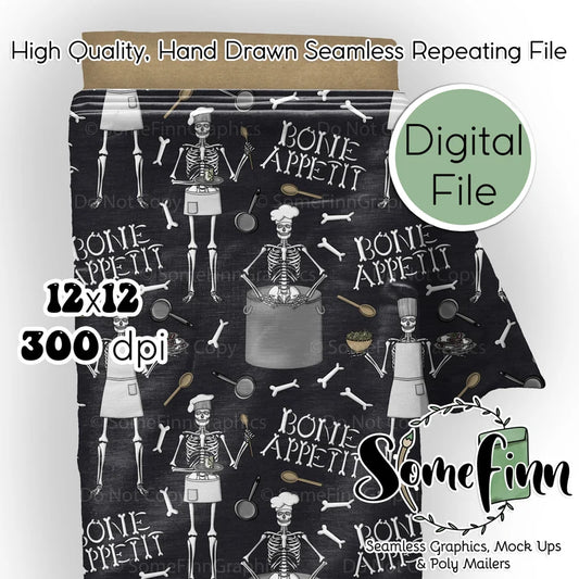 Bone Apetit Punny Skeleton Digital Paper