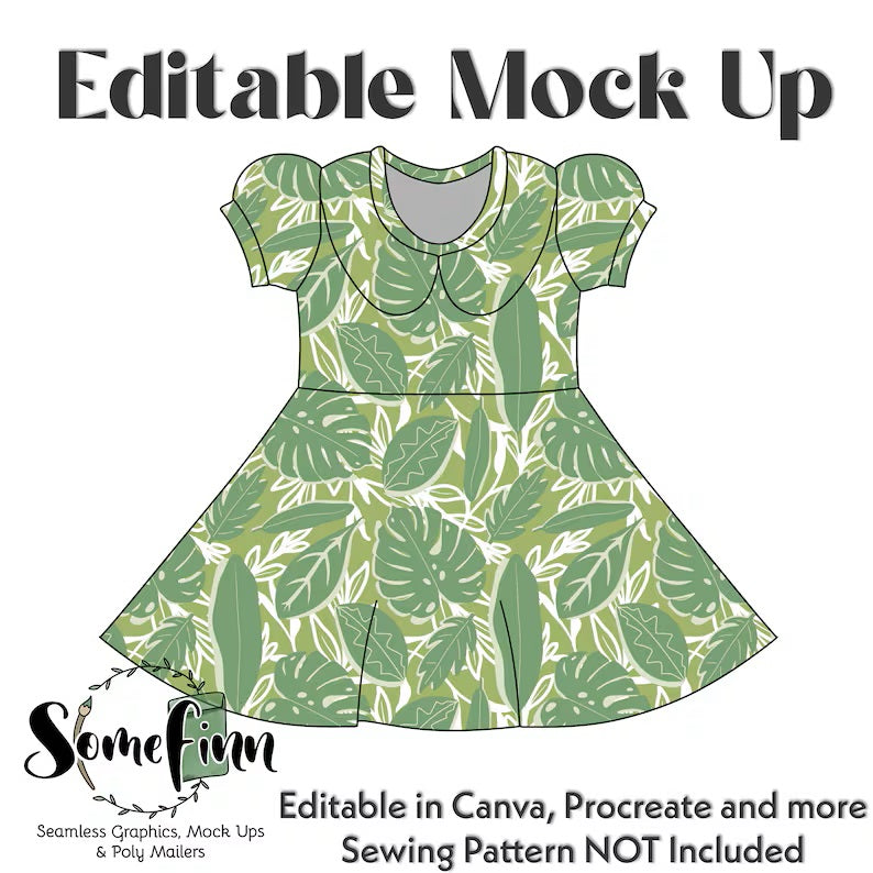 Collar Puff Sleeve Dress Mock-Up