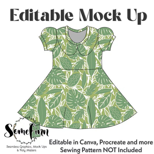 Collar Puff Sleeve Dress Mock-Up