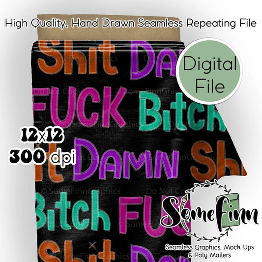 ADULT | Swear, F Bomb in digital embroidery
